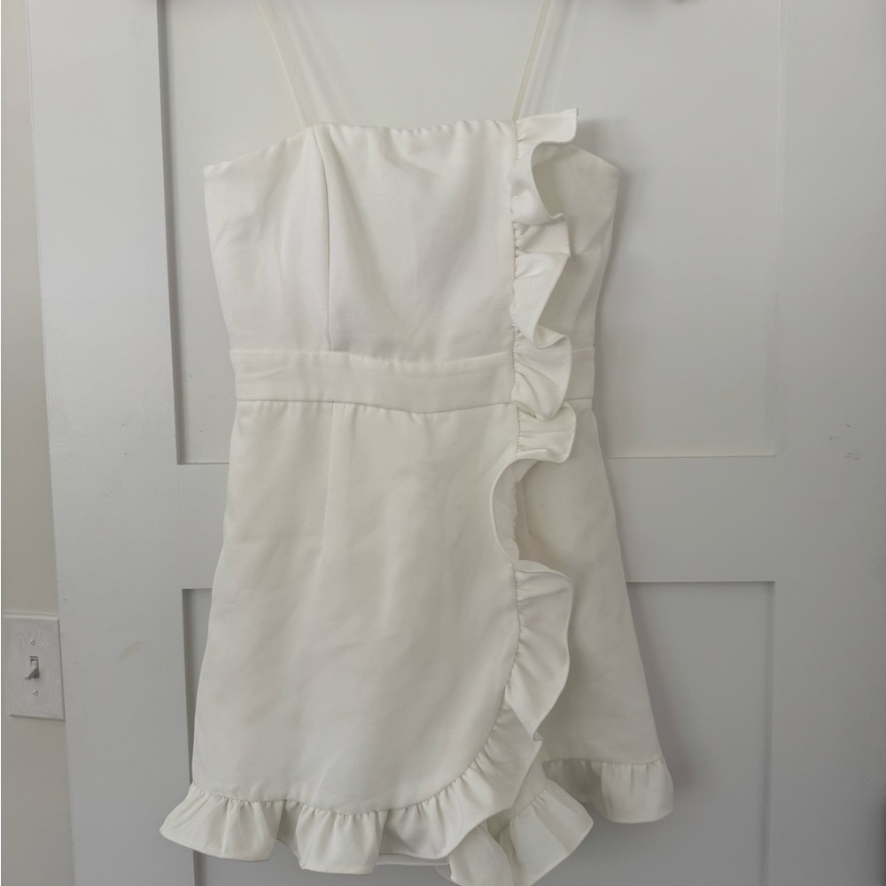 DO+BE White Ruffle Mini Dress